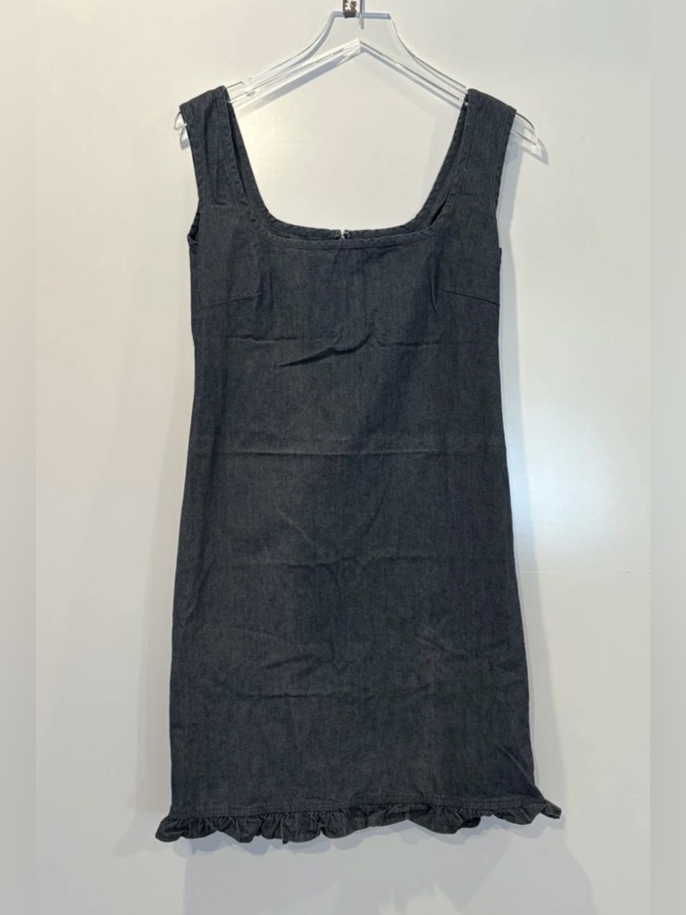 Ralph Lauren Polo Jeans RARE Vintage Y2K Chambray Ruffle Hem Midi Dress - 8.